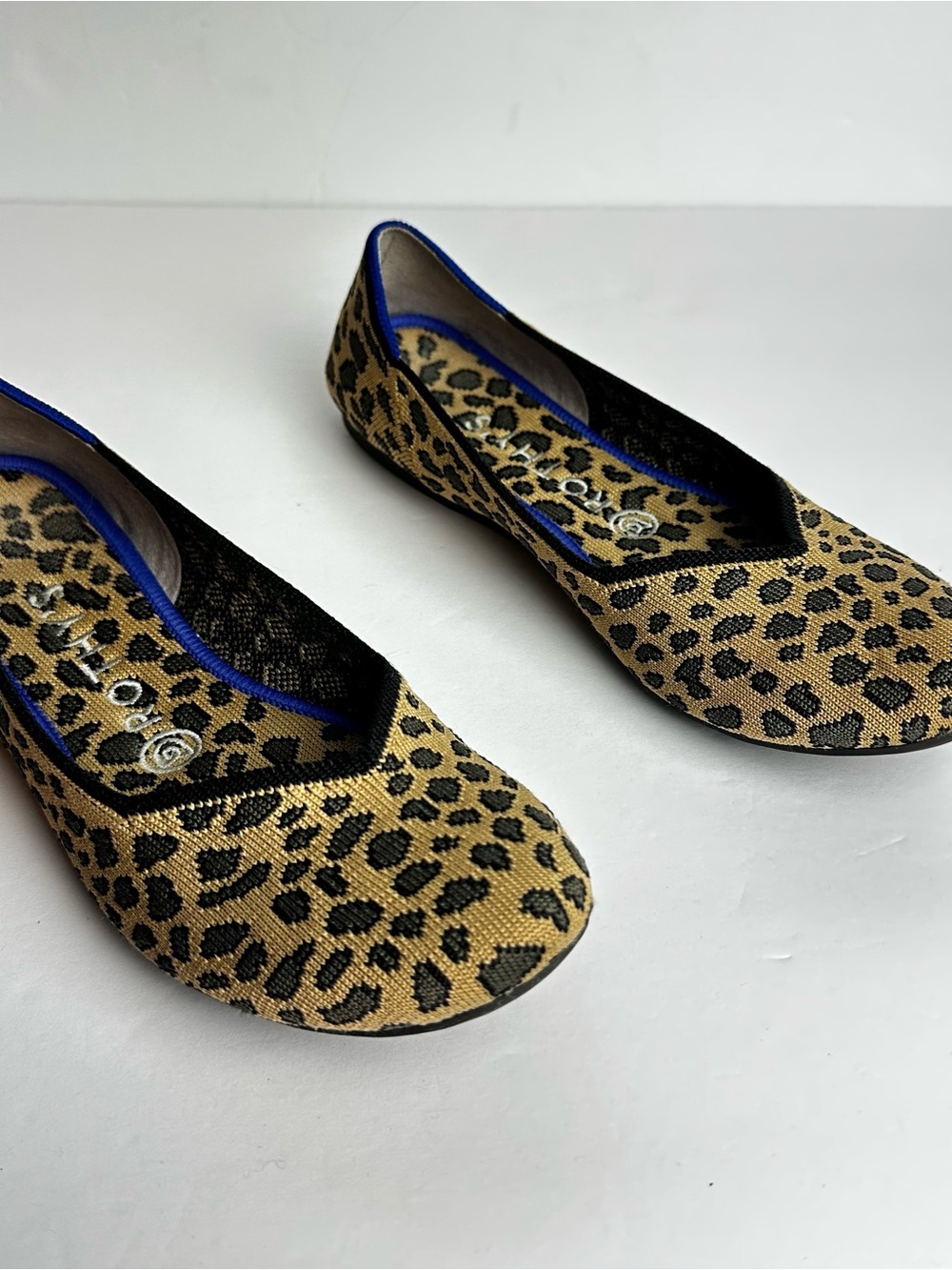 Rothy’s The Flat Round Toe Shoes Womens Size 8 EU 38.5 Leopard Cheetah Slip On